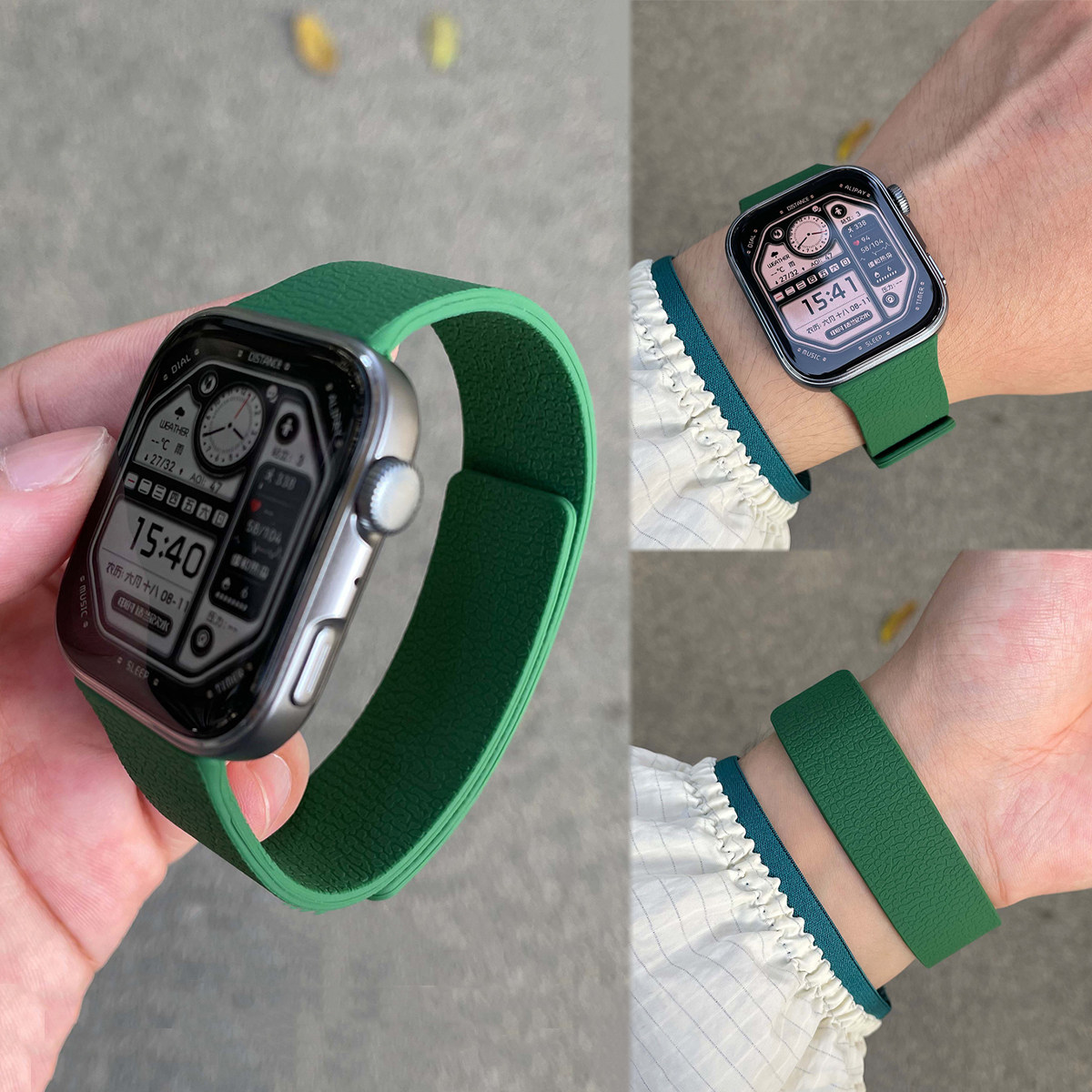 适用于华为FIT5新款Fit4手表一体荔枝纹硅胶软磁吸表带watchFit4Pro运动腕带智能华为Fit3透气夏天男女高级感图片