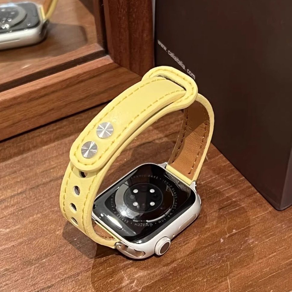 iWatchs11奶黄双钉皮质s109表带