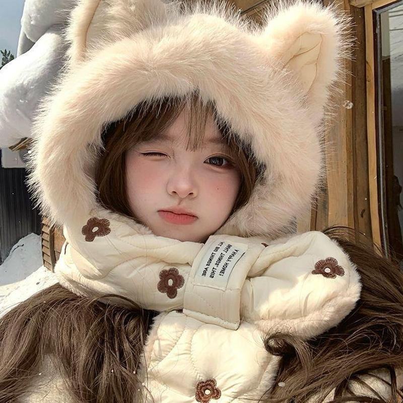 秋冬围巾女款帽子2025新款可爱一体毛绒围脖时尚洋气保暖连帽加厚,服饰配件/皮带/帽子/围巾,帽子,淘宝优惠券,粉丝福利购,淘宝优惠卷