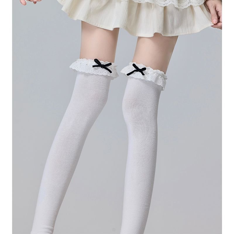 Lolita蕾丝花边复古蝴蝶结过膝黑