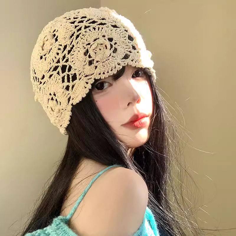 镂空日系夏季编织针织帽女薄款透气勾花甜美文艺复古毛线帽堆堆帽,服饰配件/皮带/帽子/围巾,帽子,淘宝优惠券,粉丝福利购,淘宝优惠卷