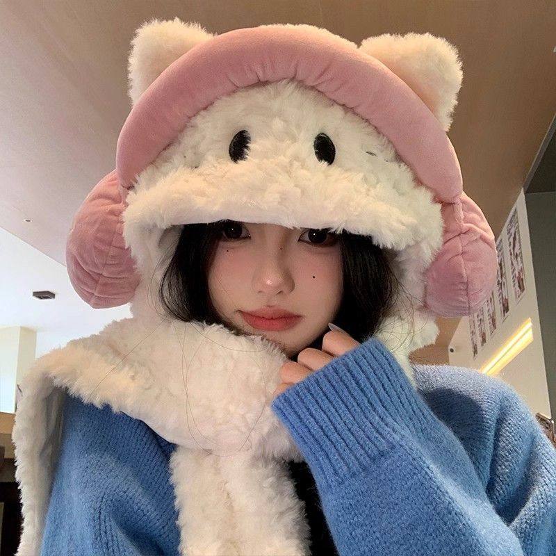 可爱耳机猫咪毛绒帽女2025年秋冬帽子围巾一体加厚保暖护耳雷锋帽,服饰配件/皮带/帽子/围巾,帽子,淘宝优惠券,粉丝福利购,淘宝优惠卷
