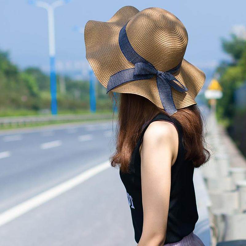 草帽女夏天沙滩帽海边防晒小清新韩版遮脸出游百搭太阳帽遮阳帽子