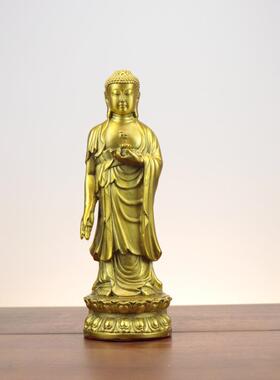 杨铜记 铜站释迦佛三宝佛佛像 黄铜阿弥陀佛药师佛