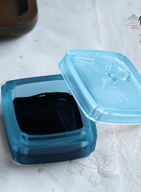 琉璃竹子祥云墨盒印泥盒古风青竹墨池墨碟多用文房毛笔字笔搁四宝