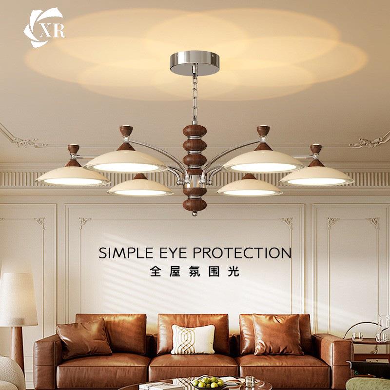 2025新款客厅吊灯大厅主灯奶油风高级感中古风法式中山套餐灯具