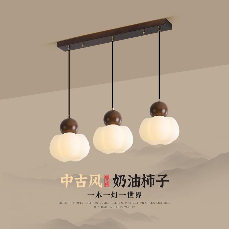 中古风餐厅吊灯法式三头咖啡厅餐桌吧台灯复古玻璃灯具氛围感吊灯