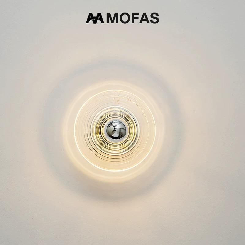 MOFAS 中古过道水波纹玻璃壁灯复古包豪斯设计师玄关走廊床头灯