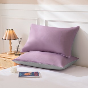 纯色简约纯棉加厚枕头套学生宿舍全棉单人枕套48x74cm一对2只枕套
