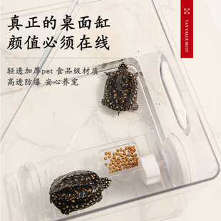 透明乌龟缸带晒台造景养龟专用生态缸家用幼龟饲养箱小型龟盆龟箱