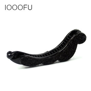 长款带闪多发量香蕉夹抓发夹 韩国厚发大号竖夹香蕉夹子 云彩闪片