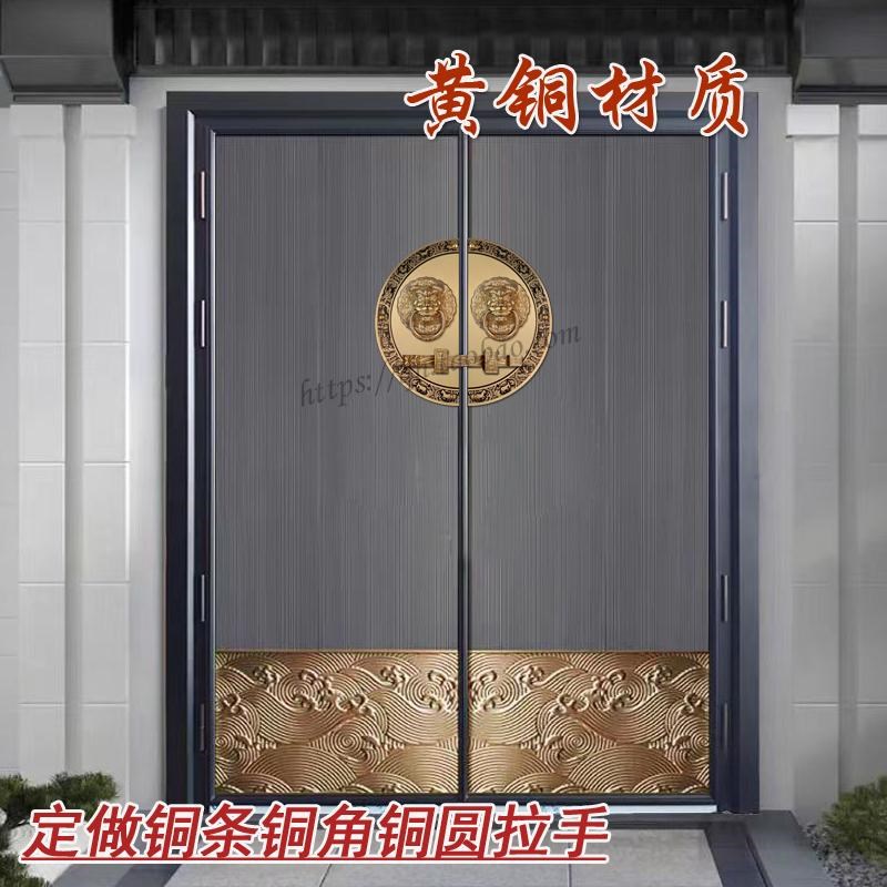 中式仿古大门纯铜拉手铜把手兽头狮子头虎头门环圆形复古木门门锁