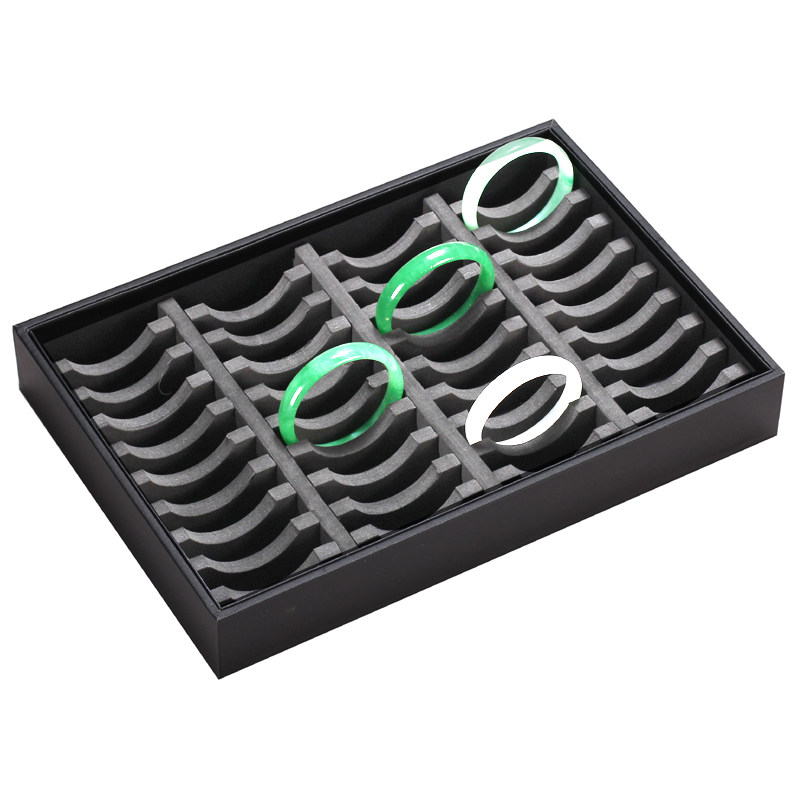 PU皮白底黑底手镯盒玉镯展示玉器店 手镯展示架首饰托盘子固定位