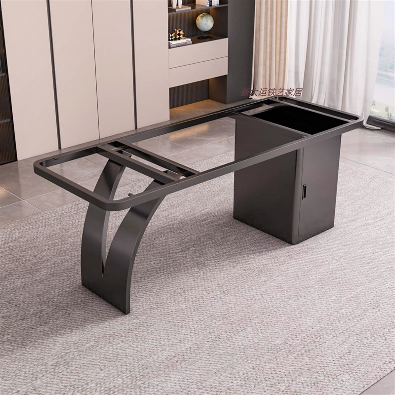 大理石茶桌底座奢石泡茶桌支撑腿不锈钢岩板办公桌腿阳台茶台架子