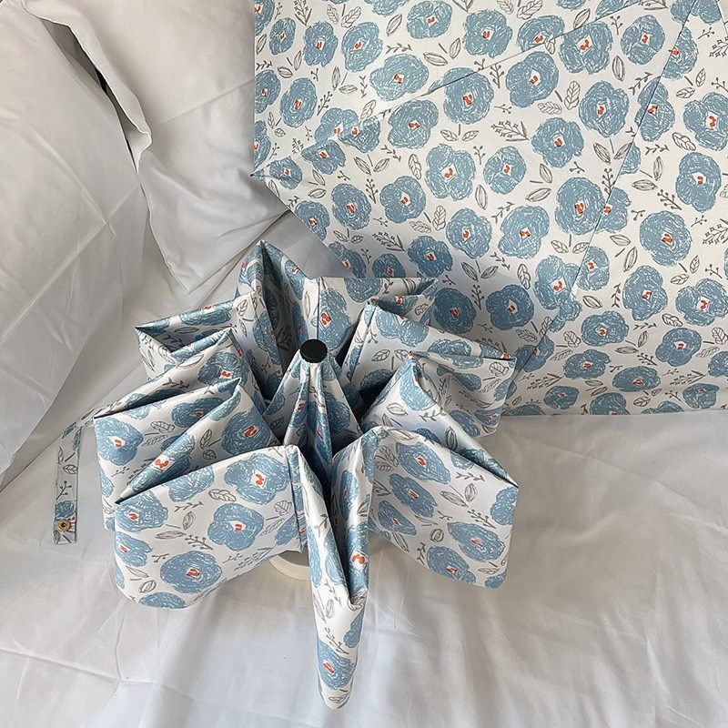 雨伞女晴雨两用遮阳伞小蓝花超轻小巧五折伞防晒防紫外线自动雨伞,居家日用,伞,淘宝优惠券,粉丝福利购,淘宝优惠卷