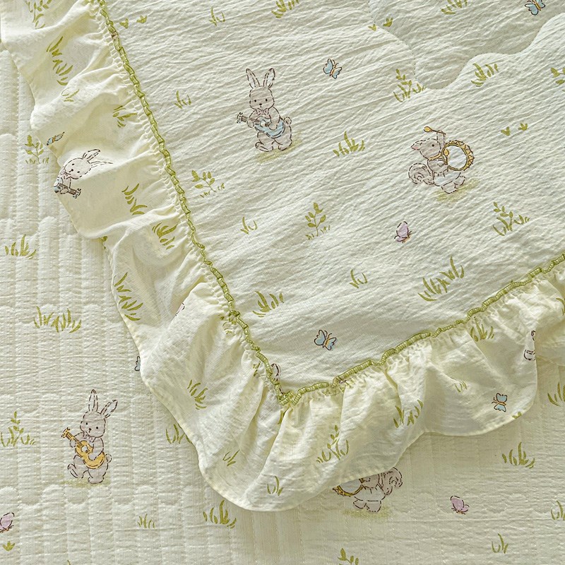 夏季床单床盖床裙款夏凉被四件套双人夏被空调被清新花边薄被子芯