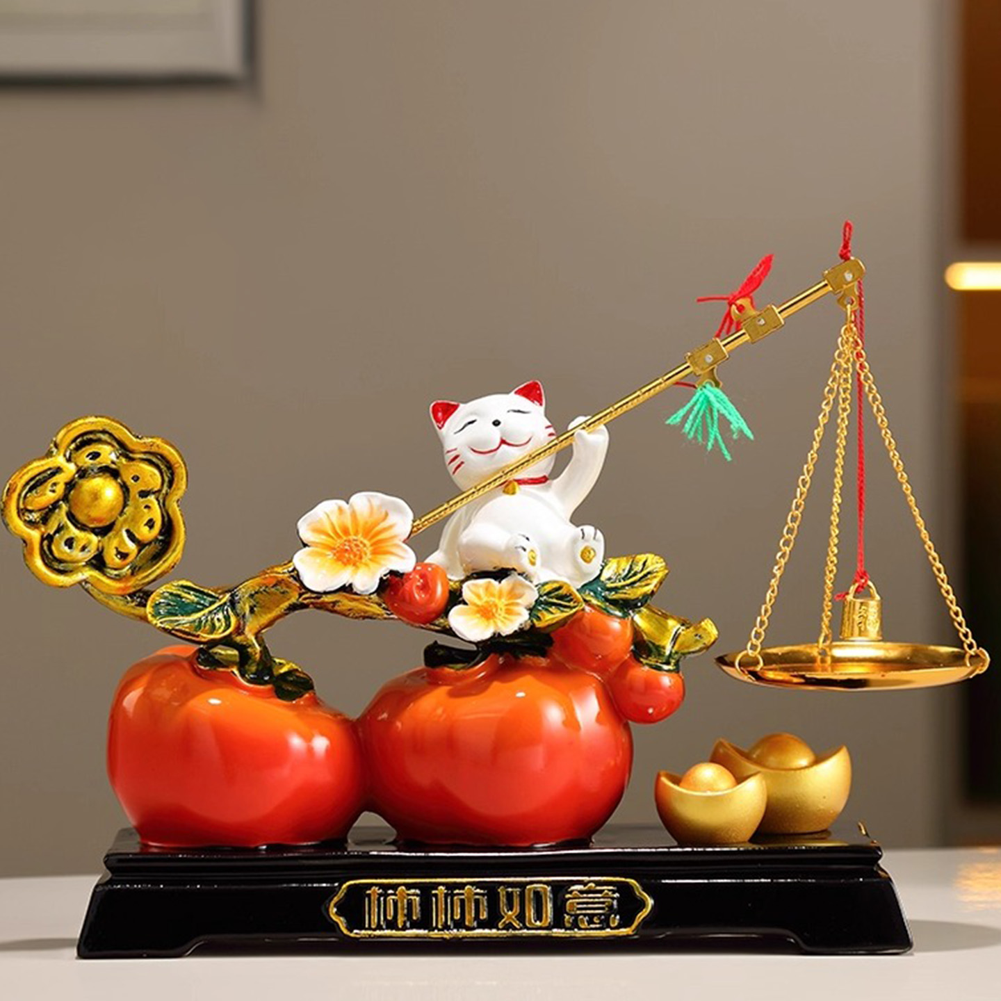 招财猫柿柿称心如意摆件