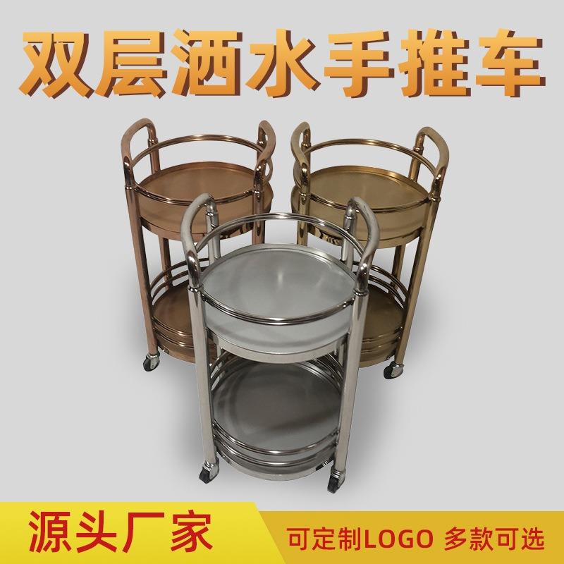 酒店不锈钢餐车双层酒水手推车酒店餐厅收送车多功能可移动收餐架