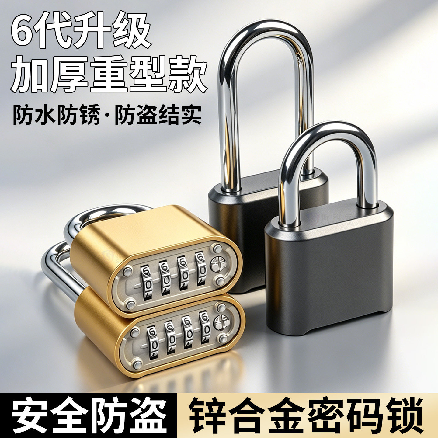 锌合金指纹密码挂锁户外防水防锈图片