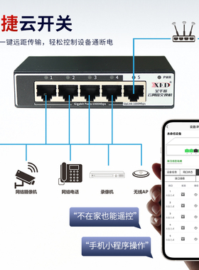 XED云网管交换机全千兆5口8口16口24口交换器百兆48V国标光纤网线供电模块分流器摄像头监控兼容海康大华