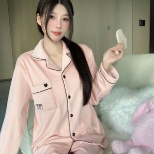 套装 甜美少女可外穿开衫 加厚爱心刺绣睡衣女韩版 海岛绒冬季