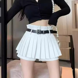白色防走光百褶半身裙女夏季 半裙高腰jk短裙性感a字裙子 新款 裙裤