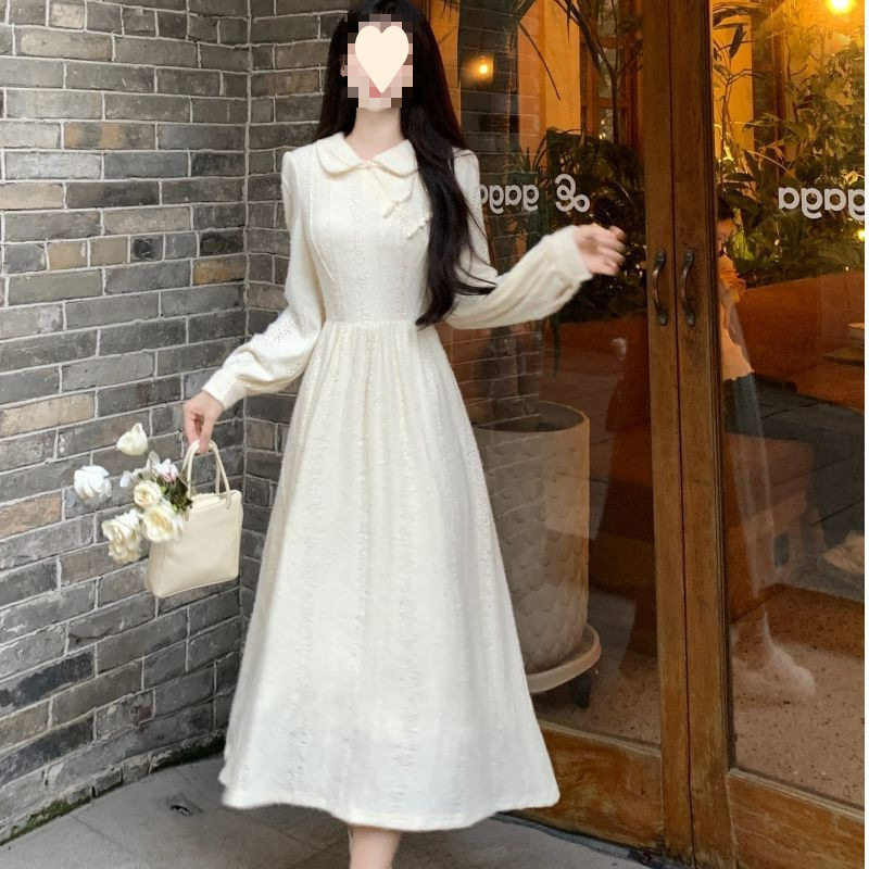 新中式温柔风减龄改良旗袍娃娃领少女打底内搭冬季长袖气质连衣裙