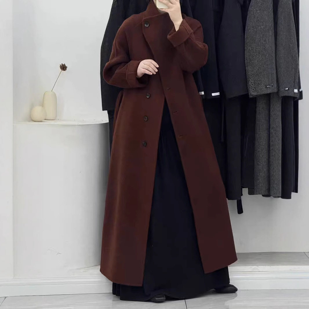 羊毛大衣桐乡立领双面呢子苏力濮院加长款收腰毛呢外套双面羊绒