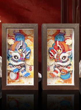 醒狮招财纳福立体剪纸装饰摆画入户玄关非遗公司活动乔迁开业礼品