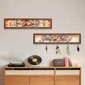 五路财神置物剪纸立体装 饰画 画细长条玄关带挂钩置物架入户进门