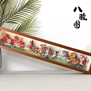 玺语八骏图马年文创非遗剪纸立体画纸艺装饰画创意桌摆新年礼物