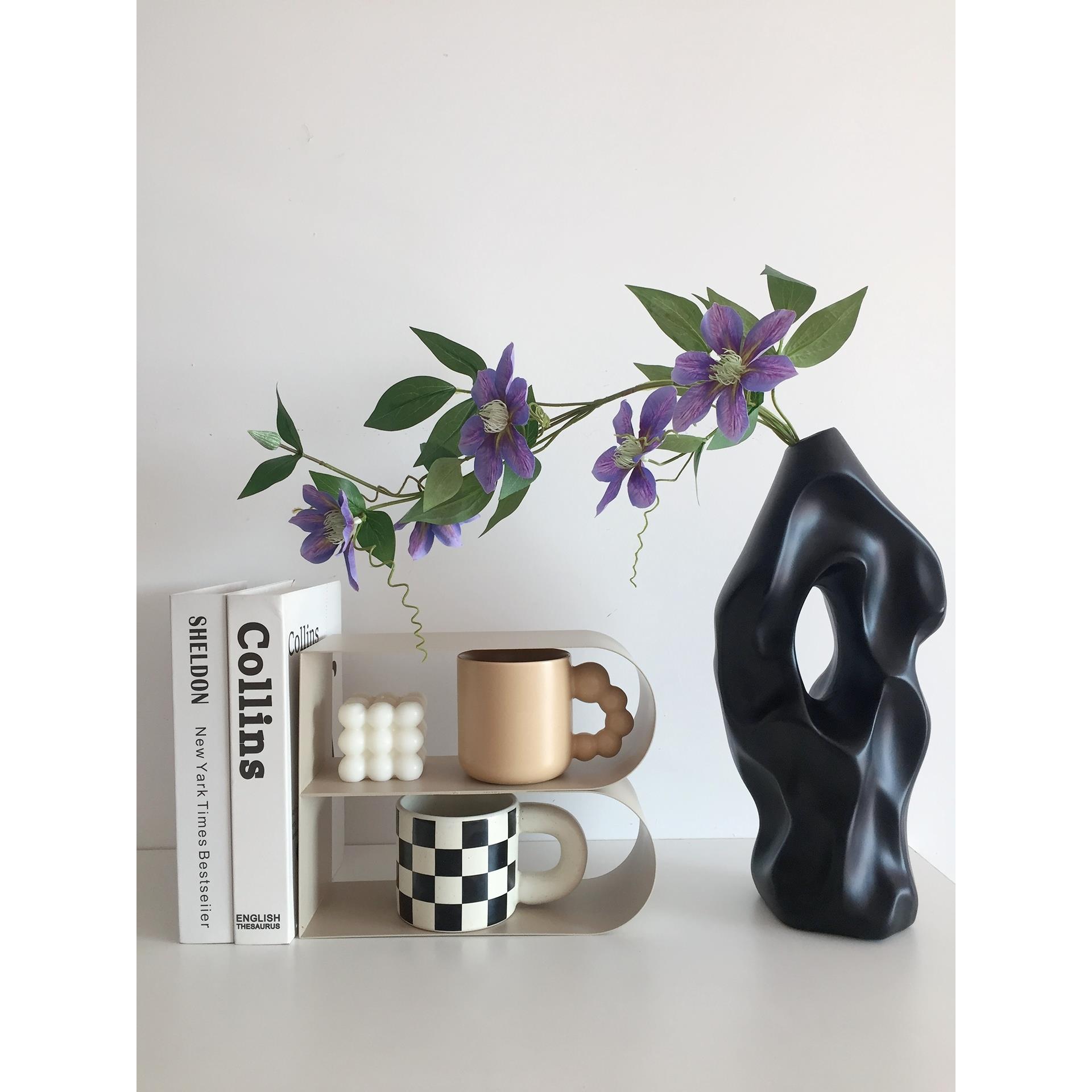 HANICE北欧ins风中古陶瓷摆件小众抽象艺术花瓶民宿台面装饰花器