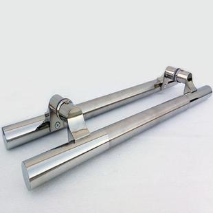 38管加厚不锈钢拉手斜脚拐角玻璃门拉手白钢拉丝大拉手有框门把手