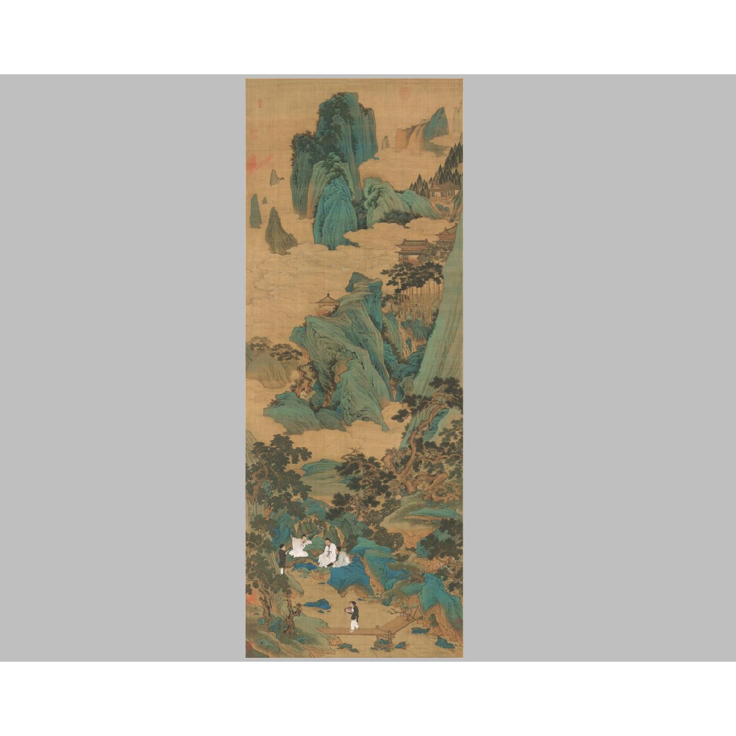 明 仇英 桃源仙境国画名家字画卷轴装饰画芯宣纸高清微喷打印复制