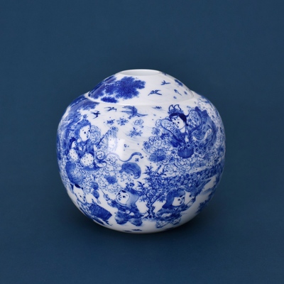 九段妙手婴戏春神满月罐