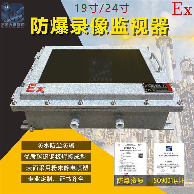 工业级碳钢喷塑防爆监视器显示屏隔爆型19寸/24寸液晶显视器壁挂