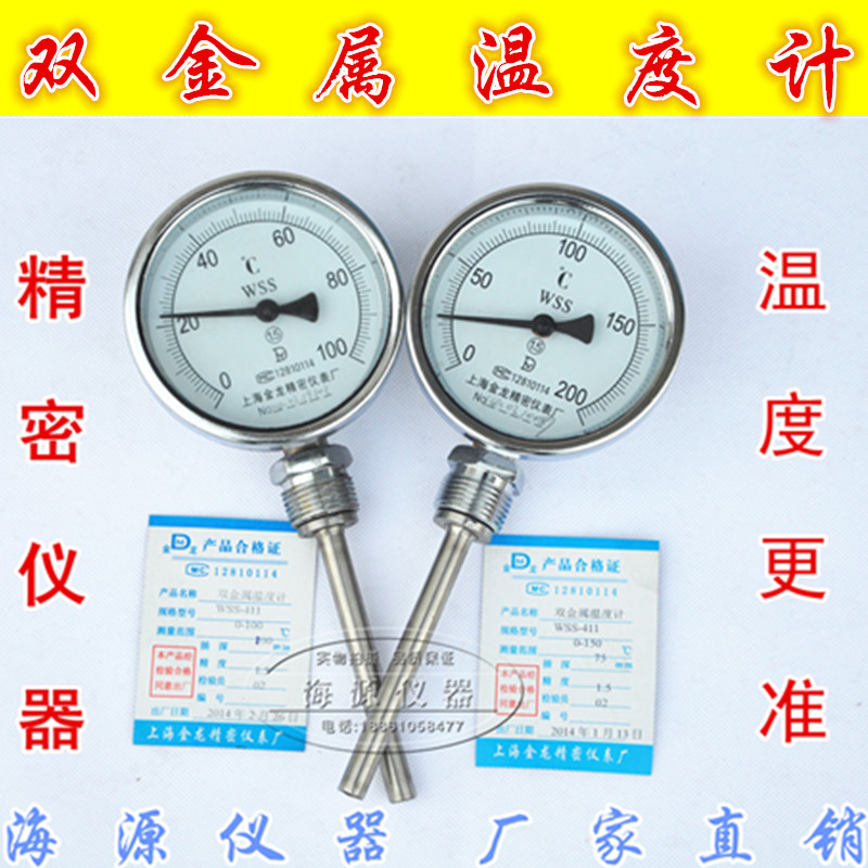 双金属温度表WSS-411 双金属温度计 锅炉管道 工业温度计 径向