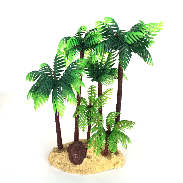 仿真迷你款椰树鱼缸造景假水草水族箱装饰前景中景14cm30cm塑料
