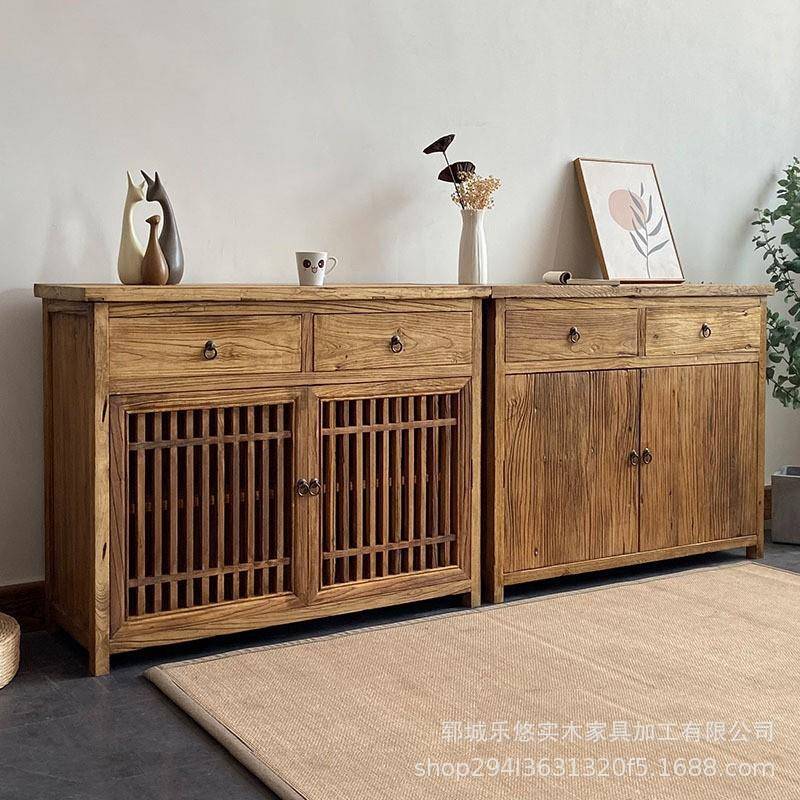 复古老榆木餐边柜家居玄关储物柜酒店碗筷餐具储物柜实木茶水柜