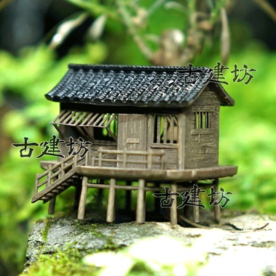 盆景微景观假山水造景古建筑模型