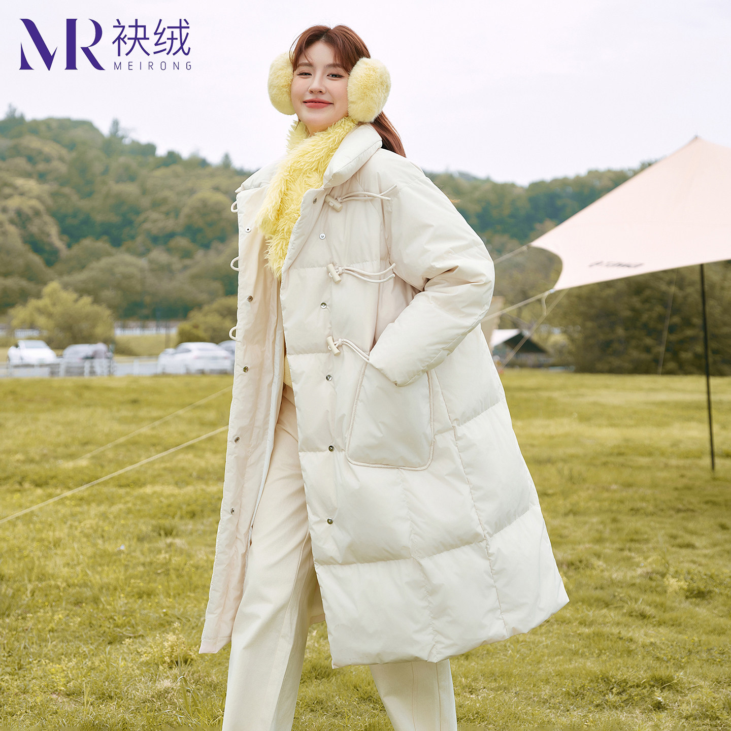 袂绒女款90白鸭绒加厚过膝羽绒服
