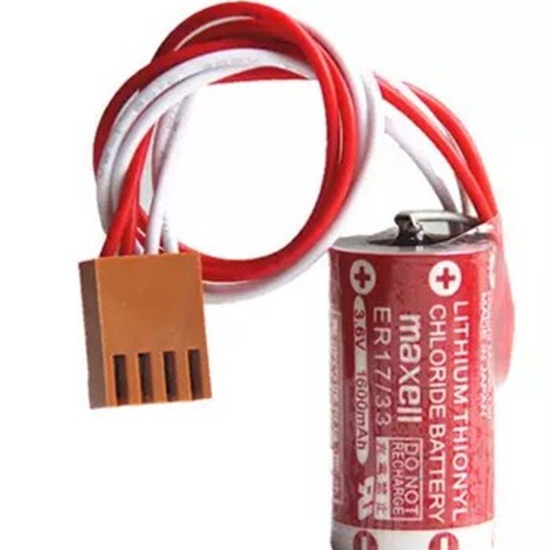 全新原装MAXELL ER17/33  3.6V带4孔黄色插头 CQM1 CPU电池