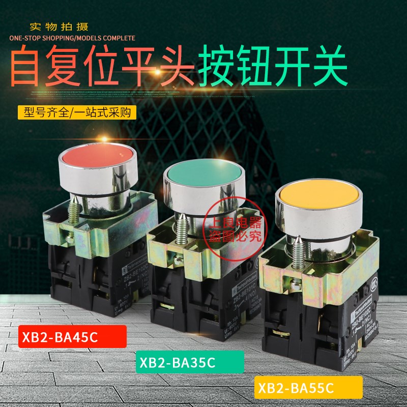 平钮按钮开关 XB2-BA35C XB2-BA45C 自复位一开一闭22MM
