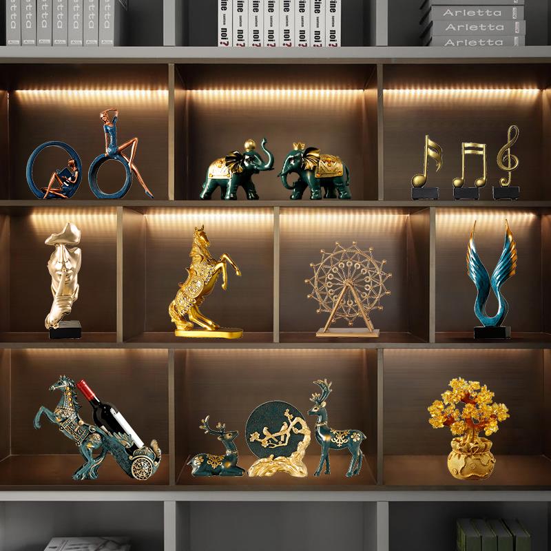 样板间轻奢软装搭配酒柜电视柜摆件家居饰品现代简约创意客厅摆设