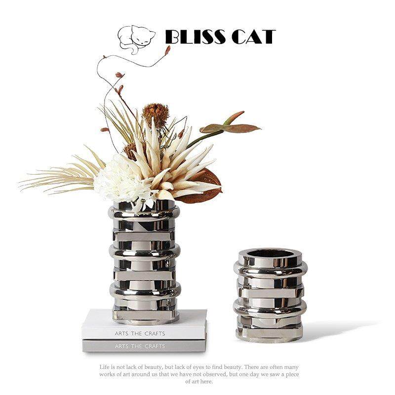 现代轻奢银色水晶花瓶插花样板间客厅电视柜餐桌茶几花器花艺摆件,家居饰品,花瓶,淘宝优惠券,粉丝福利购,淘宝优惠卷