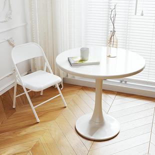 圆餐桌家用小户型休闲桌子奶茶店洽谈桌咖啡圆桌客厅白色桌椅组合