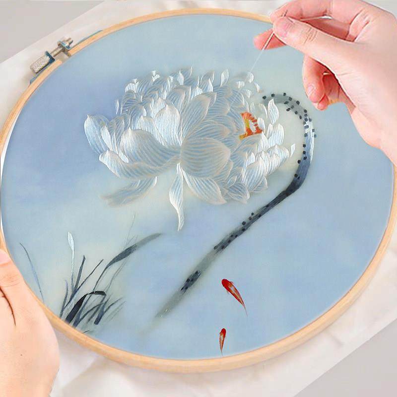 苏绣DIY套件初学者手工刺绣并蒂莲荷花鲤鱼多种尺寸选择,居家布艺,苏绣,淘宝优惠券,粉丝福利购,淘宝优惠卷