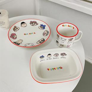 可爱卡通少女心陶瓷家用沙拉碗马克杯早餐杯甜品蛋糕点心盘焗饭碗