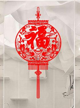 福字窗户格栅灯笼静电贴纸剪纸玻璃门贴纸窗户贴纸2025年蛇年春节