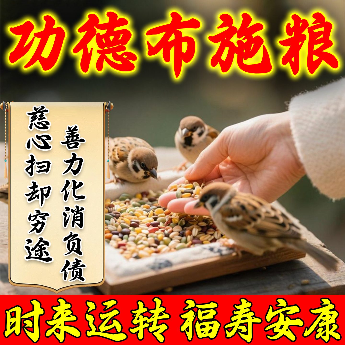 布施鸟粮蚂蚁食物杂粮小米袋装谷子户外阳台野外麻雀喜鹊投喂鸟食